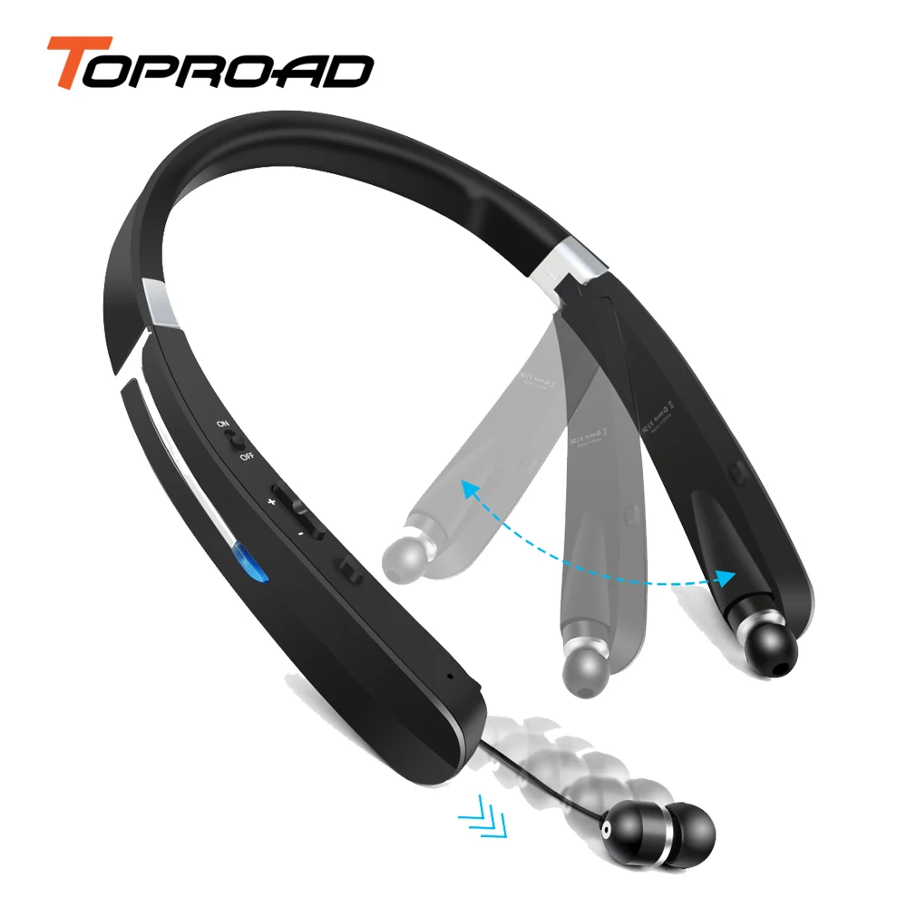 

TOPROAD Sport Bluetooth Headphone Portable Foldable Wireless Earphones Noise Canceling Headset Support Mic Retractable earbuds