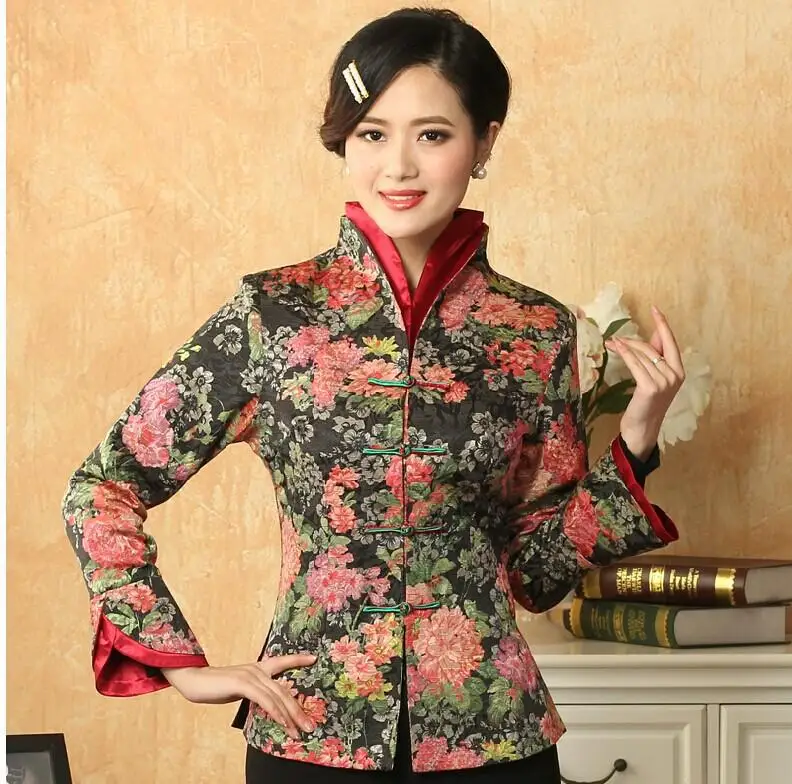 Новая зеленая Осенняя зимняя женская хлопковая верхняя одежда, куртка в китайском стиле, пальто с длинными рукавами, костюм Танг, топы, Размеры S M L XL XXL XXXL M-49 - Цвет: Multicolor