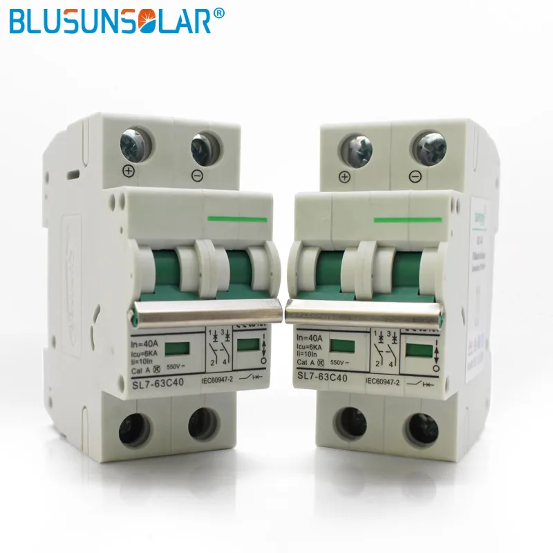 

50pec 2 Pole 25a 32a 40a 50a 63a DC550V MCB DC Circuit Breaker Solar energy photovoltaic (pv) solar dc switch