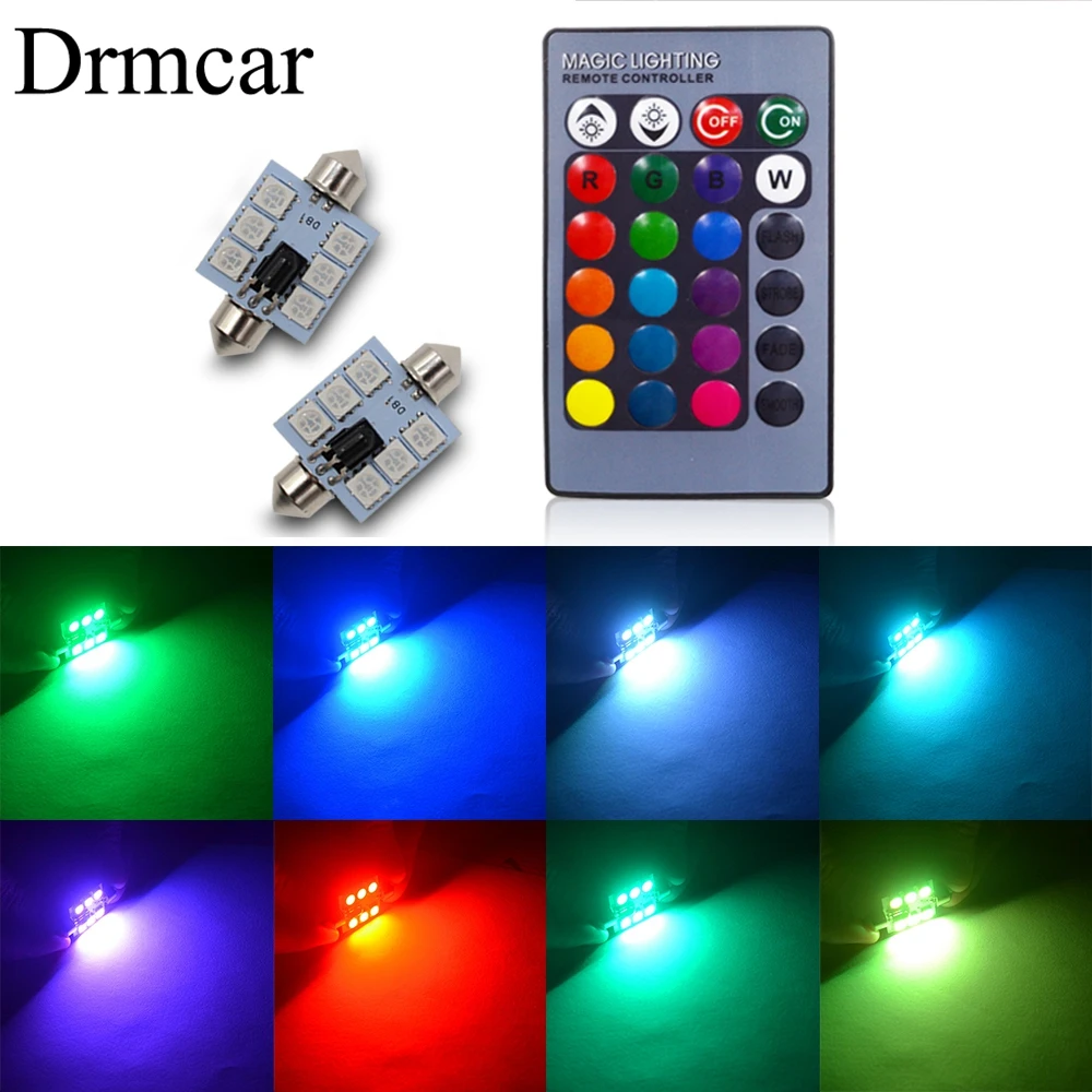 

Trunk Lamp RGB 5050 6SMD Festoon Led C5w Dome Car Interior Light Auto Mobile Luggage Compartment Light Reading Roof Trunk Bulb