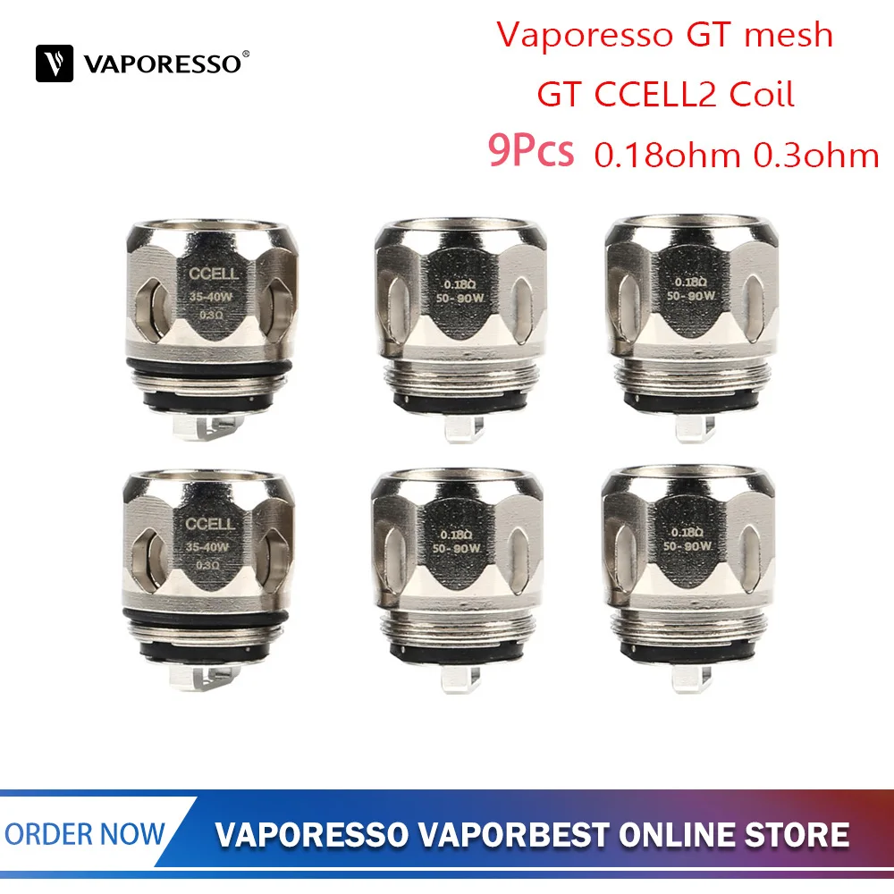 9 шт. Vaporesso GT mesh GT CCELL2 катушка 0.18ohm 0.3ohm аксессуары для электронных сигарет для каскадного детского бака Vape