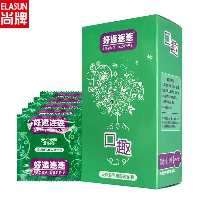 

ELASUN throat oral sex condom 88/100pcs natural latex smooth penis sleeve condoms for men intimate goods sex toys