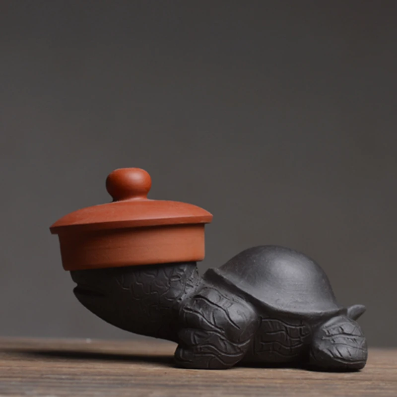 Аутентичный Исин фиолетовая глина фэншуй чай питомец прекрасная большая голова черепаха китайский чайный набор кунг-фу играть гончарные поделки счастливый домашний декор