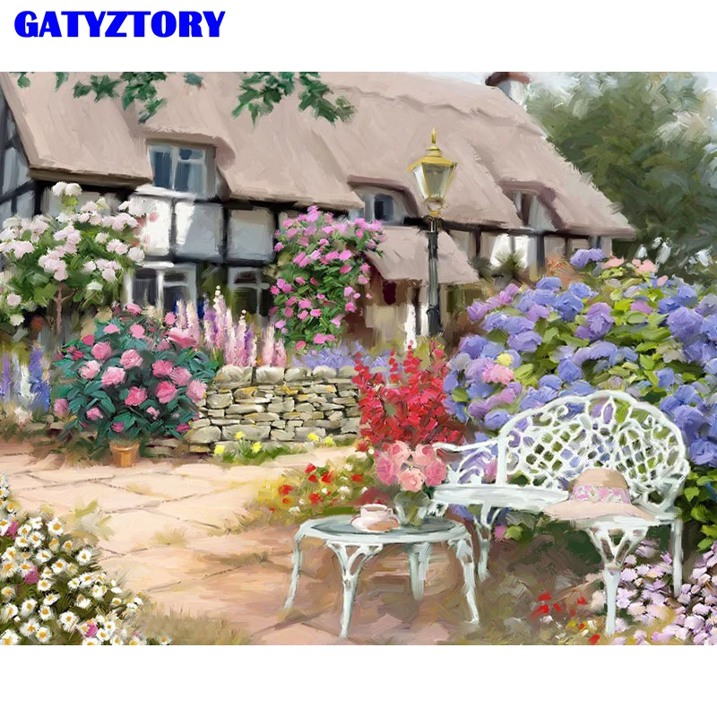 

Frameless Garden Landscape Diy Painting By Numbers Modern Wall Art Canvas Painting For Home Decoration Wall Artwork 40x50cm Arts
