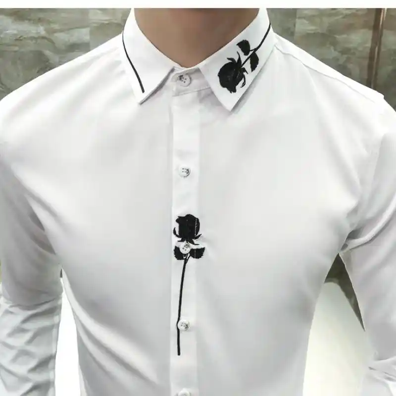 camisas blancas bordadas para hombre