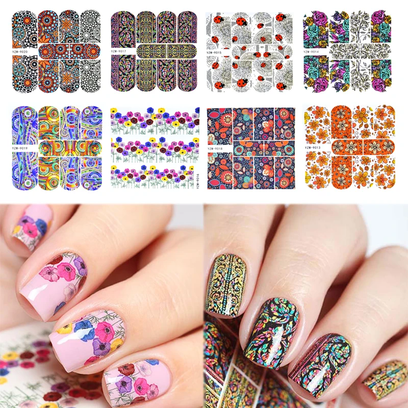 

Hot 1Sheet Retro Nail Decorations Artistical Printing Full Wraps Manicure Decals Water Transfer Nail Art Sticker Artistical