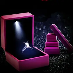 LED шкатулка резиновая живописи свет шкатулка кольцо, браслет, кулон окне фиолетовый коробки для украшений