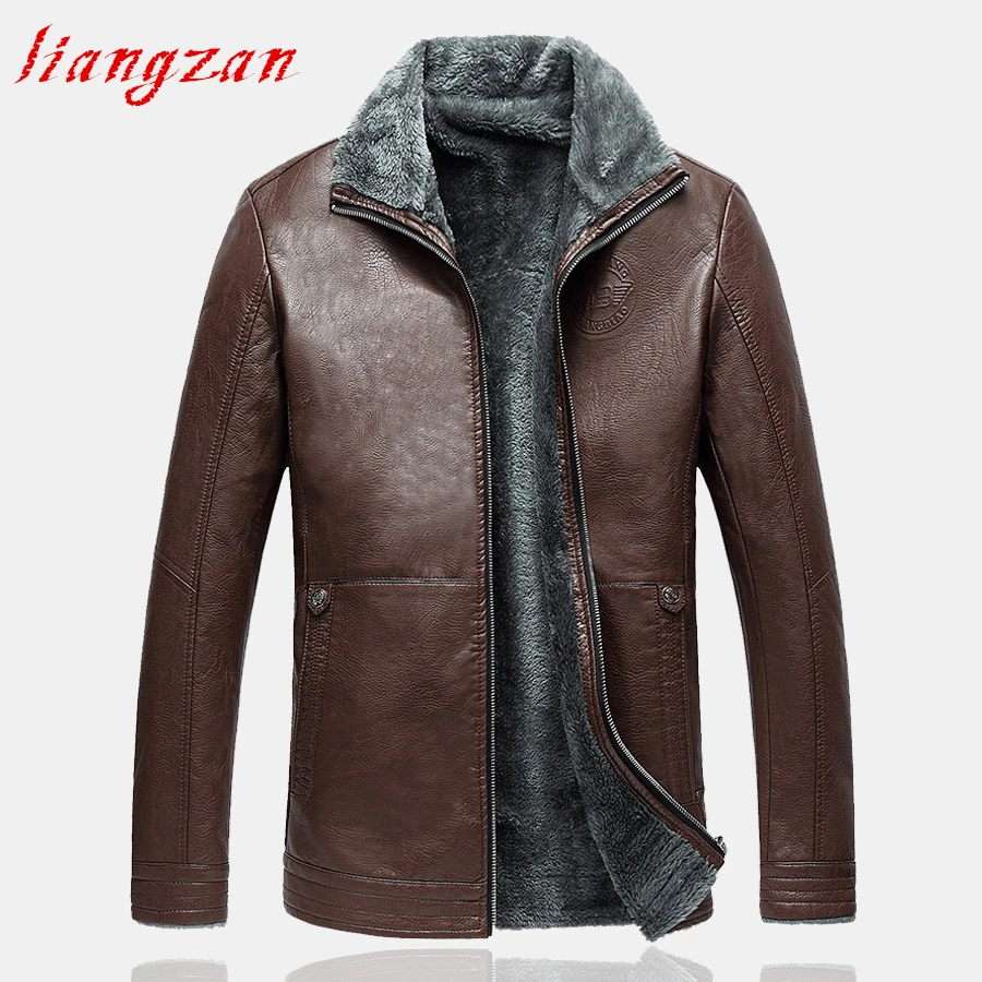 Men PU Leather Coat Jacket Winter Snow Warm Fleece Casual Motorcycle