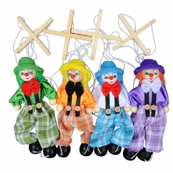

25cm Muppets Baby Toys Hand Finger Puppets Clown Wooden Marionette Toy Joint Activity Doll Vintage Funny Halloween Classic Toy