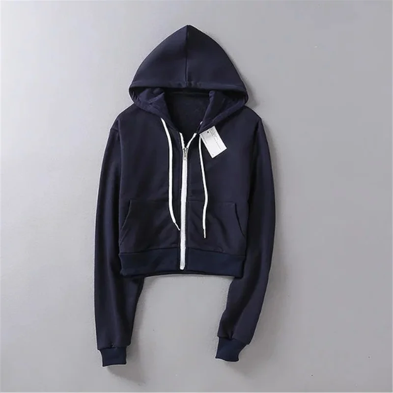 

Womens Sweatshirts Hoodie Crop Top Cotton Women Long Sleeve High Waist Hooded Zipper Coat Casual Sweatshirts For Women