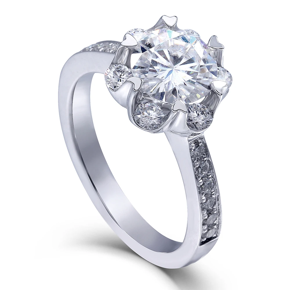 TransGems 1.4 CTW Carat Lab Grown (DF) Moissanite Diamond Wedding Engagement Ring Solid 14K White Gold Ring for Women TransGems 1.4 CTW Carat Lab Grown (DF) Moissanite Diamond Wedding Engagement Ring Solid 14K White Gold Ring for Women