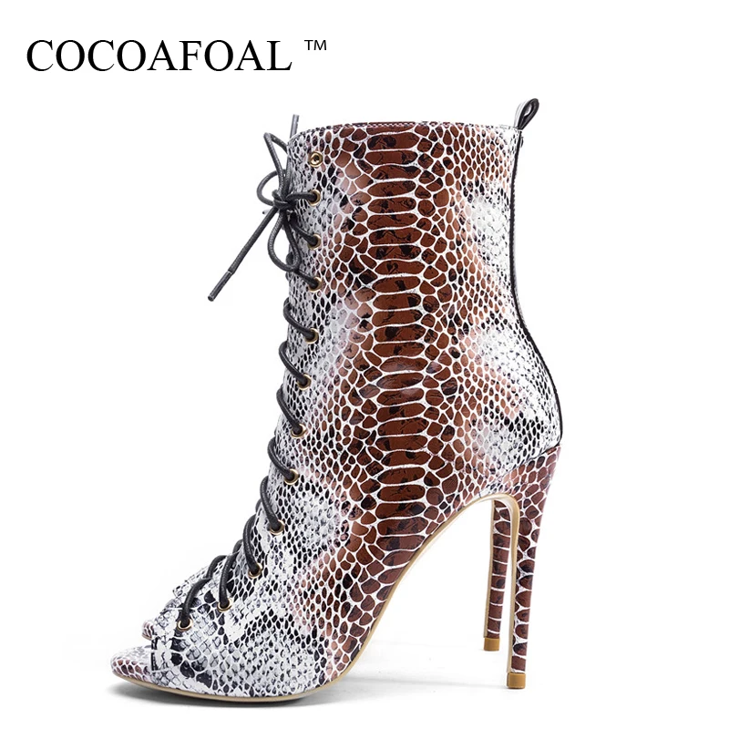 

COCOAFOAL Women Sandals Boots High Heels Women Fashion Peep Toe Lace Up Shoes Fashion Sexy Party Plus Size 43 Brown Sandals 2018