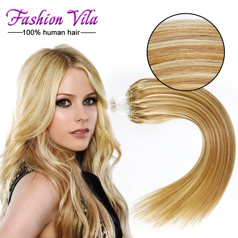 Micro Link Hair Extensions Human Hair Extension Loops Natural Ombre 
