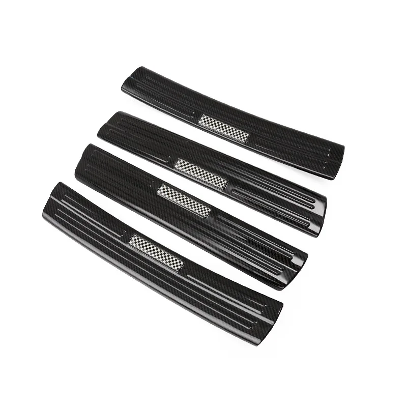 Комплект из 4 предметов с изображением карбоновой нити автомобильные накладки для порогов автомобиля крышка Панель протектор передачи защита для Mini Cooper F60 Countryman черный