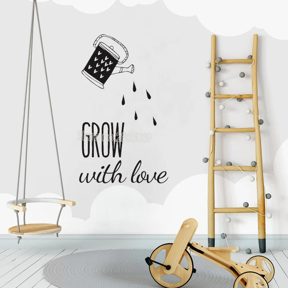 Text Wall Sticker Quotes Grow With Love Art Nursery Mural Wall Decals
