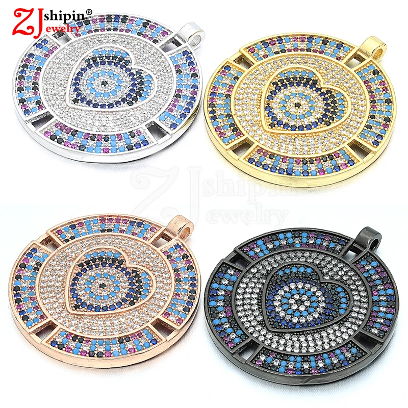 

2018 New Luxury Heart Shaped Colorful Micro Zircon CZ Pendant Jewelry Accessories Fitting Necklace Earring DIY Jewelry Making