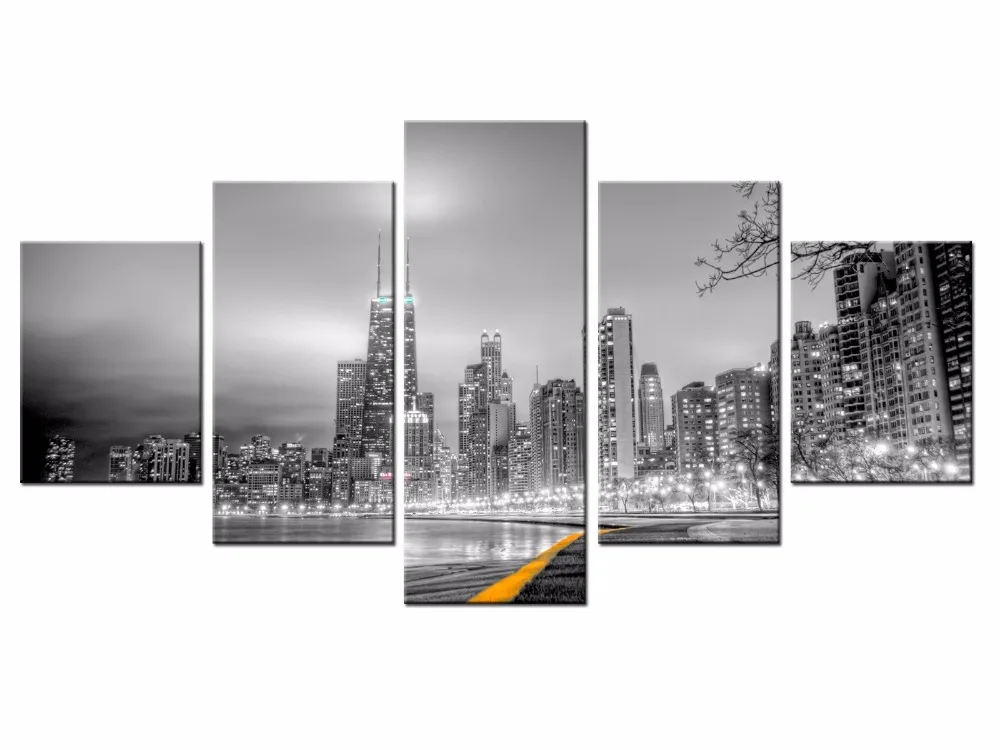 

5 Pieces Large Canvas Painting Pictures Cityscape series Wall Pictures for Living Room Print Paintings Home Decor/XC-city-108