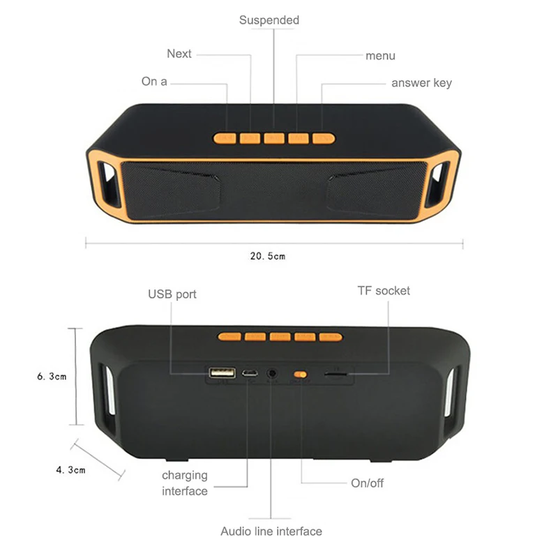 Bluetooth Speaker Portable Mini Stereo Outdoor Soundbar Wireless Smart Handsfree Speaker with FM Radio For Xiaomi Loudspeaker12