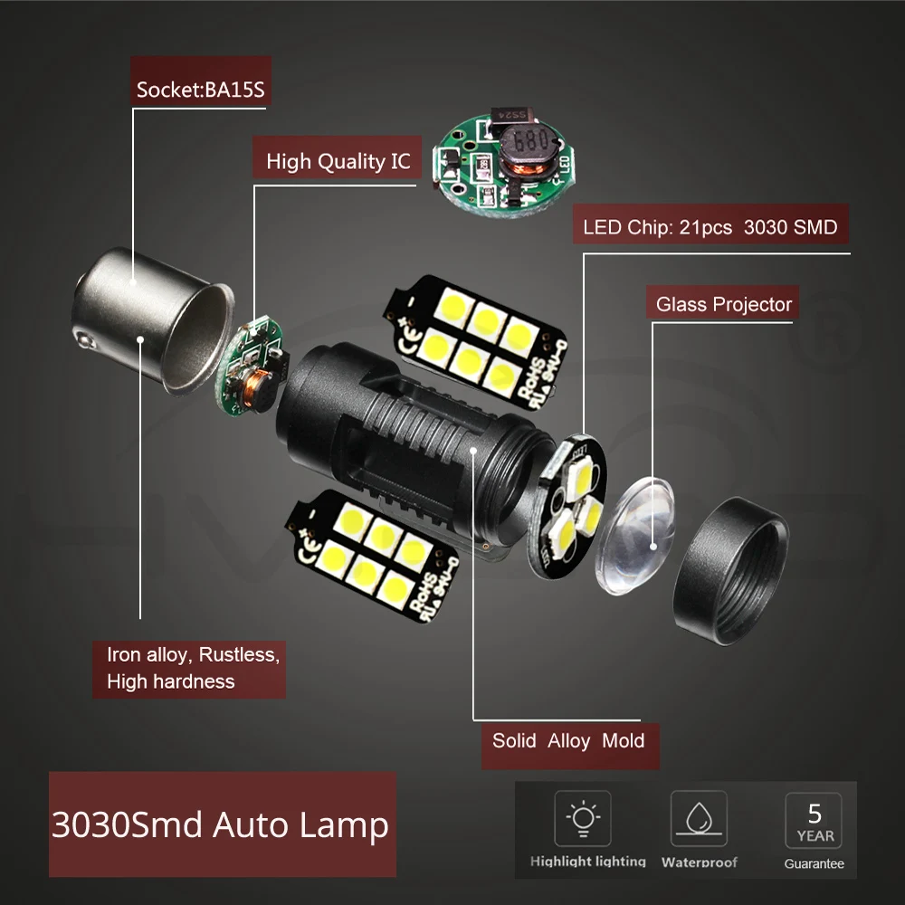 2X белого, красного, желтого и 1157 BA15D1156 BA15S светильник 1200Lm сигнал поворота фара LED фонарь стоп-сигнала R5W 3030 светодиодный S 12V 24V авто светодиодный