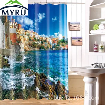 

MYRU Modern shower curtains 3D Sea printing waterproof personality shower curtain cool shower curtains for bathroom