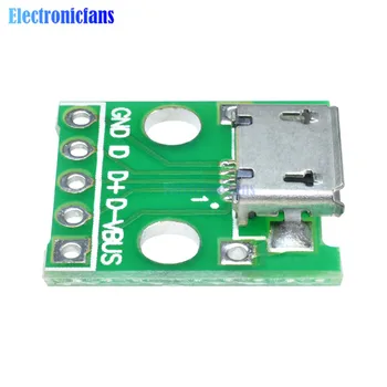 

50Pcs/Lot MICRO USB to DIP Adapter 5Pin 2.54mmDip Female Connector Micro Usb Type PCB Pinboard Converter