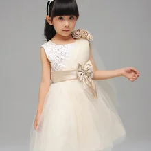 2016 New Brand Girl Dress Summer Bow Baby Princess Girls Dress Vestidos 6 Colors Wedding Party Baby Clothes Free Shipping C56