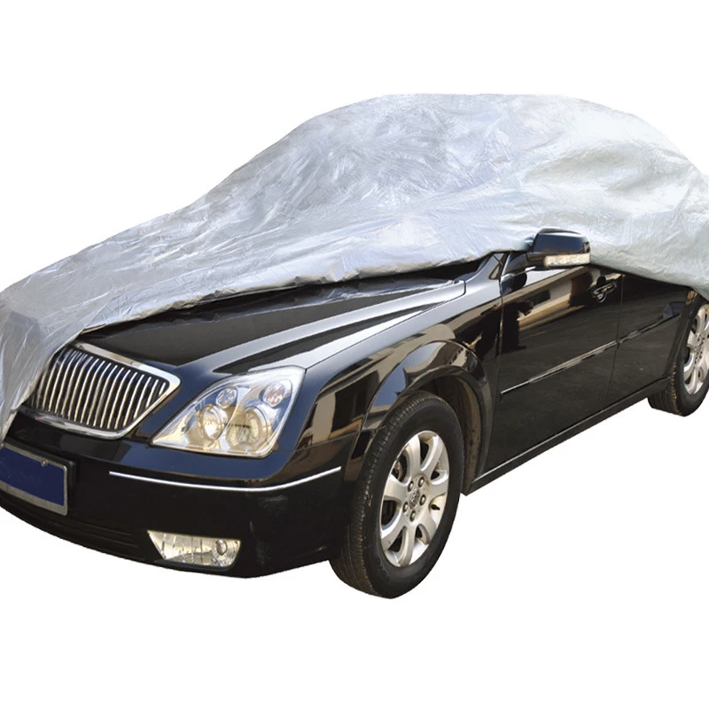 170T Silver Cloth Car Cover Large Waterproof Jacket Sunscreen Uv Dustproof Rain Protection Clothing XL