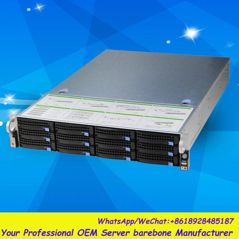 Optimized huge storage 12 bays 2u rack server chassis for