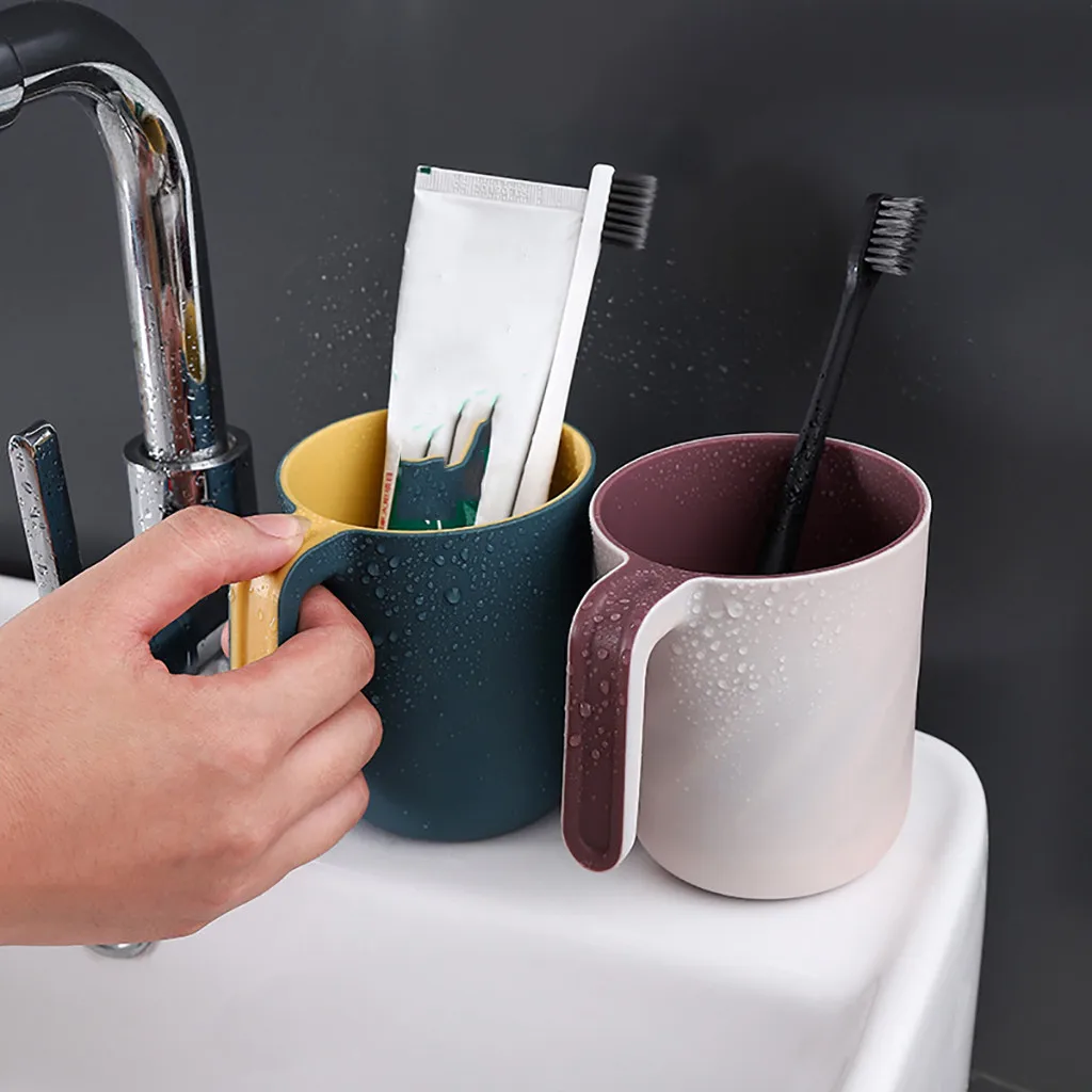 Bathroom Toothbrush Cup Toothpaste Holder Straw Cup Drinking Wash Gargle Cup Tooth Brush Storage Organizer Cup