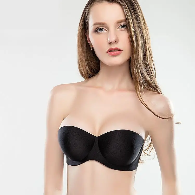 

sexy bra bride dress hidden seamless one-piece seamless push up bra transparent straps women bra 1/2 cup non-slip big size bra