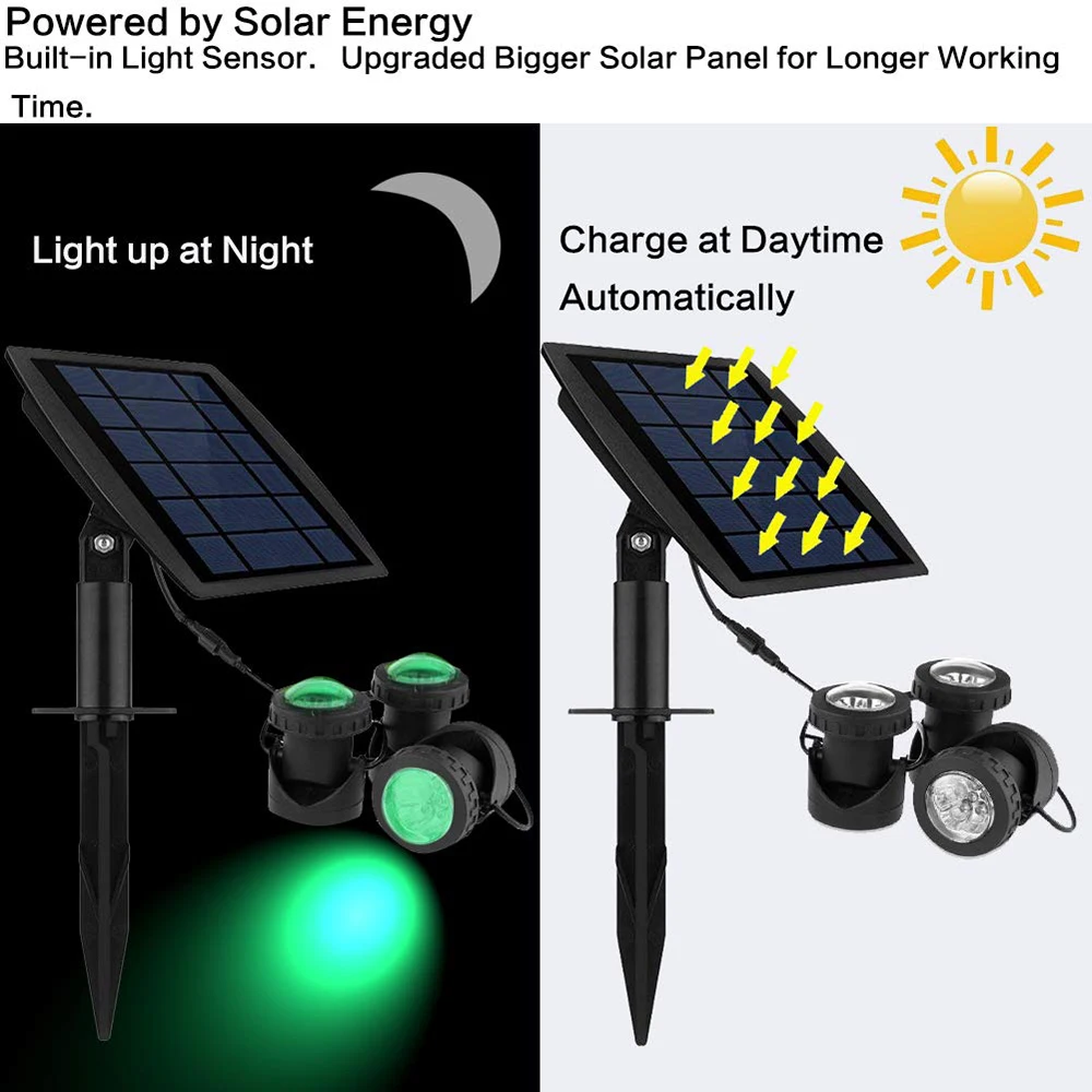 Solar Powered Underwater Light Multicolor Submersible Pond Spotlights Waterproof Landscape Lamp for Outdoor Garden Pool decor