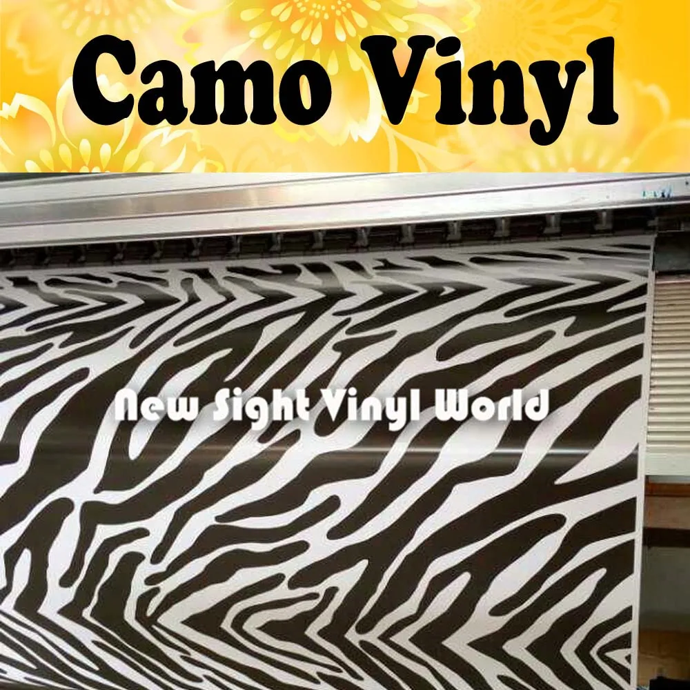 Jumbo Zebra Camouflage Vinyl Film Black White Camo Car Wrap Air Drain