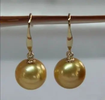 

wb001 natural Australian south sea golden pearl earrings 14k