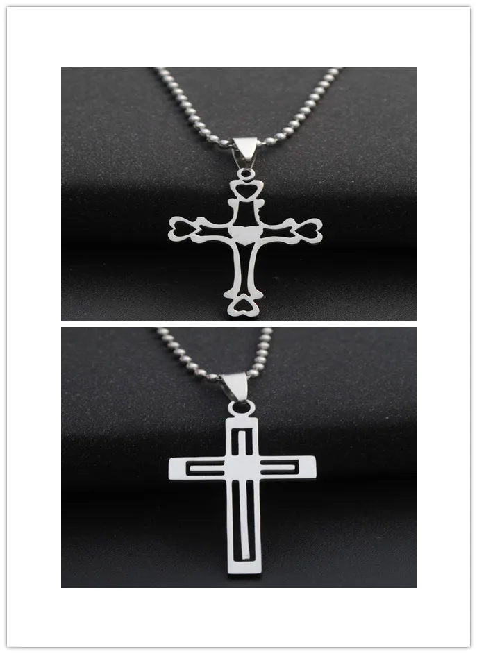 

Stainless Steel Multilayer hollow Love Heart Cross Necklace Heart Religion Jesus Cross Titanium Steel Faith Cross Necklace
