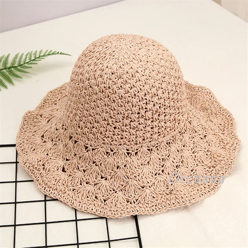 Шикарная Панама, соломенная шляпа от солнца для женщин, Модная Складная сворачивающаяся шляпа ручной работы, фетровая пляжная шляпа с широкими полями, козырьки шляпы для женщин, летние шапки
