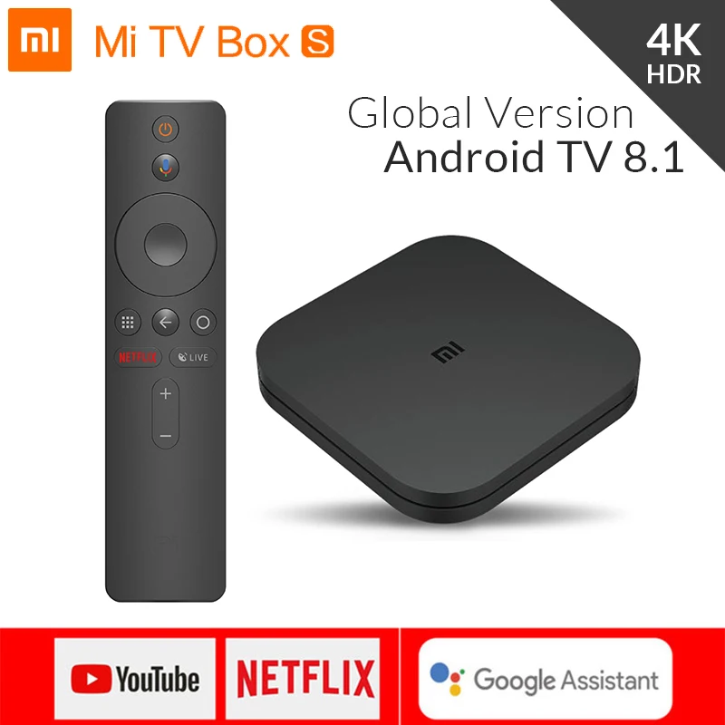 الأصلي العالمية شياو mi mi التلفزيون مربع S 4 K HDR الروبوت التلفزيون 8.1 الترا HD 2G 8G WIFI تعيين كبار مربع جوجل يلقي نيتفليكس IPTV 4 مشغل الوسائط