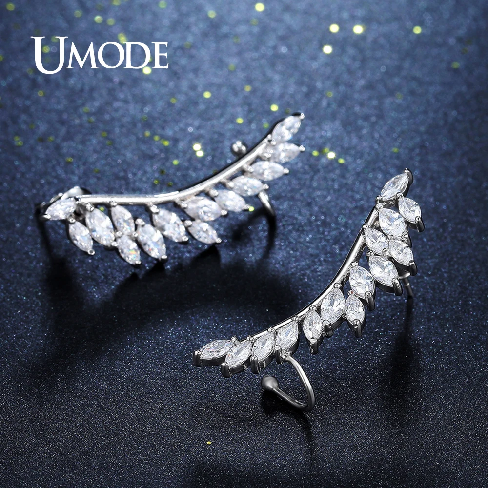Женские серьги гвоздики с перьями UMODE брендовые дизайнерские кристаллами