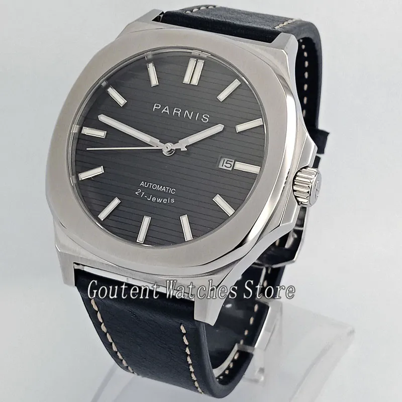 

Parnis 43mm Black Dial Stainless Steel Case 21 jewels Miyota 821A Automatic Watch 2713