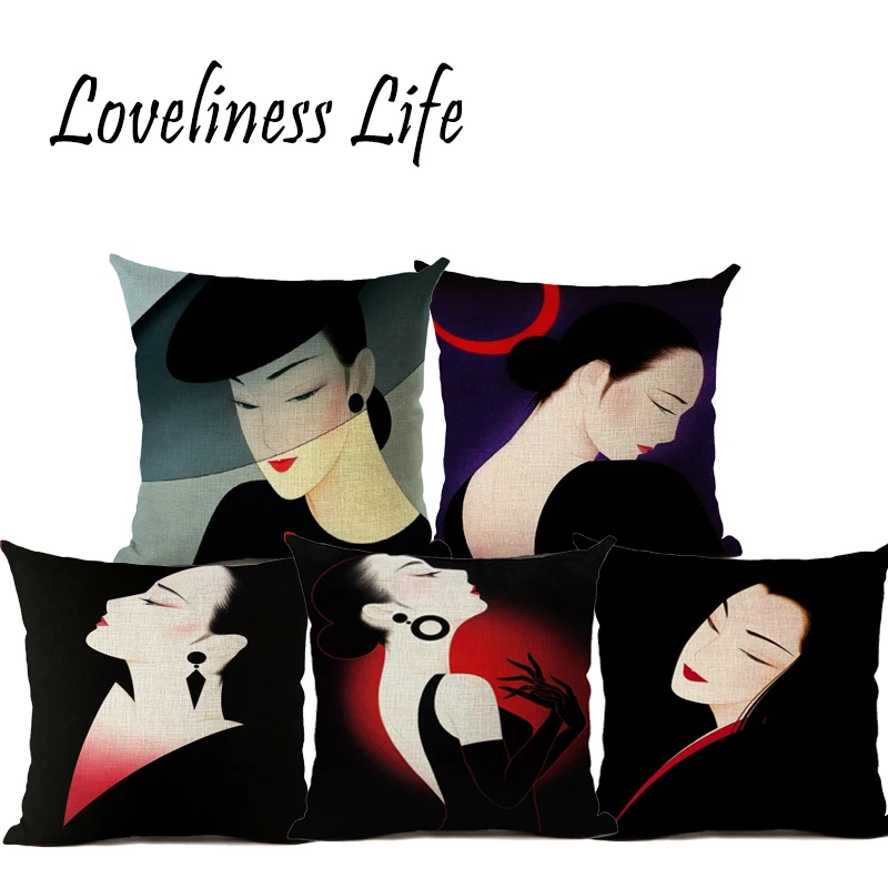 Vintage Style Japanese Girls Throw Pillow Decorative Cushion Cover Case Customize Gift For Living Room Pillowcase | Дом и сад