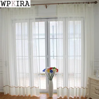 

Vertical Strips Curtain Flower Korean Pastoral Lace Gauze Balcony Window Curtain Tulle for Living Room Custom Cortinas S214&30
