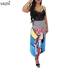 VAZN летние популярные модные сексуальные женские плиссированные длинные юбки с героями мультфильмов женские имперские шифоновые плиссированные юбки ALS089