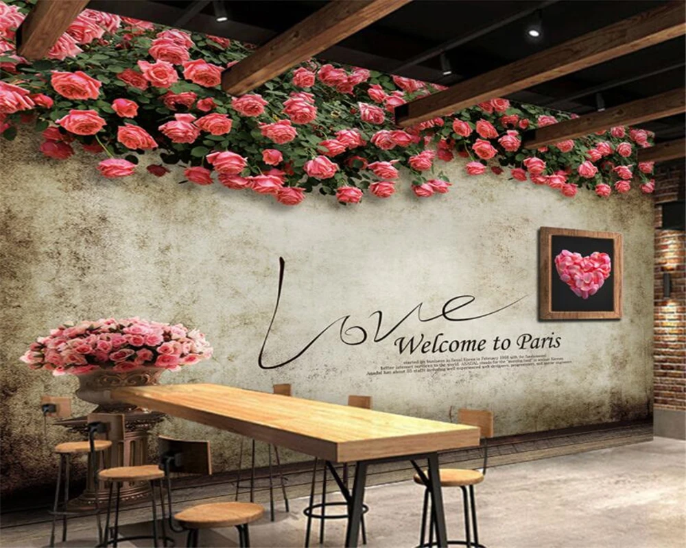 

Customize any size photo wallpaper European Retro Nostalgia Rose Rose TV Wall wallpaper painting papier peint mural 3d beibehang