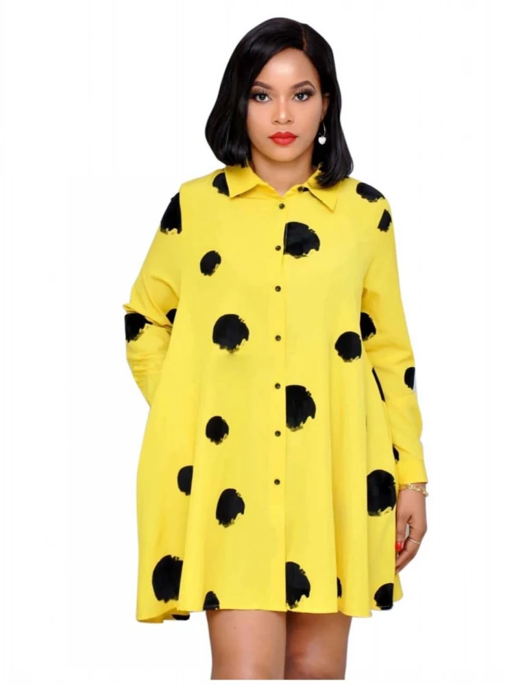 

2019 African Dresses For Women Yellow African Print Maxi Summer Dress Dashiki Dress Knee-length Skirt Africaine Femme