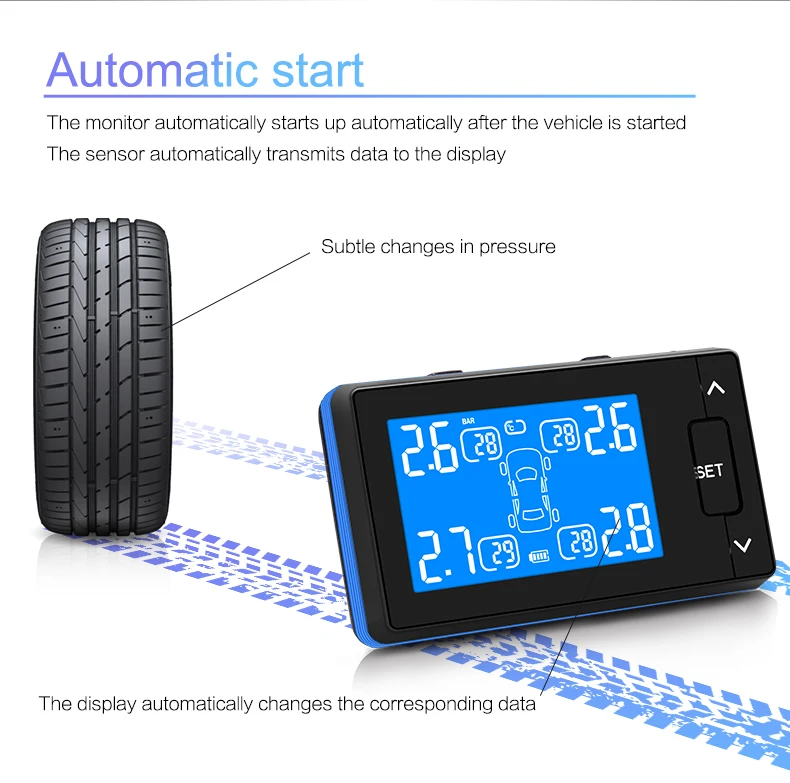 CARCHET беспроводной TPMS система контроля давления в шинах 4 внешних датчика встроенный литиевый аккумулятор прикуриватель источник питания