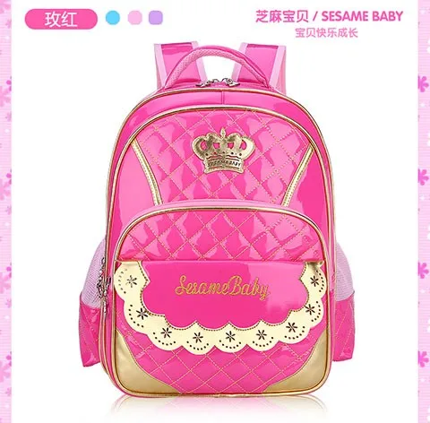 Children Kids Princess Girls Faux PU Leather Backpack Kid Pink Cute Crown Primary School Student Backpacks Daypack Mochila Bag