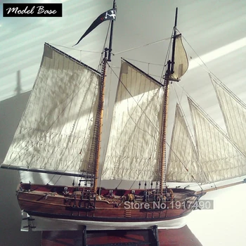 

Ship Model Kit DIY Educational Games For Grownups Wooden Ship Model Laser Cut Scale 1/60 Blackbeard's Pirate Ships Adventures