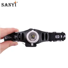 Sanyi светодиодный головной светильник фронтальной головки вспышки света светильник масштабируемой Головной фонарь светильник велосипедная лампа Портативный Фонари для рыбалки охоты