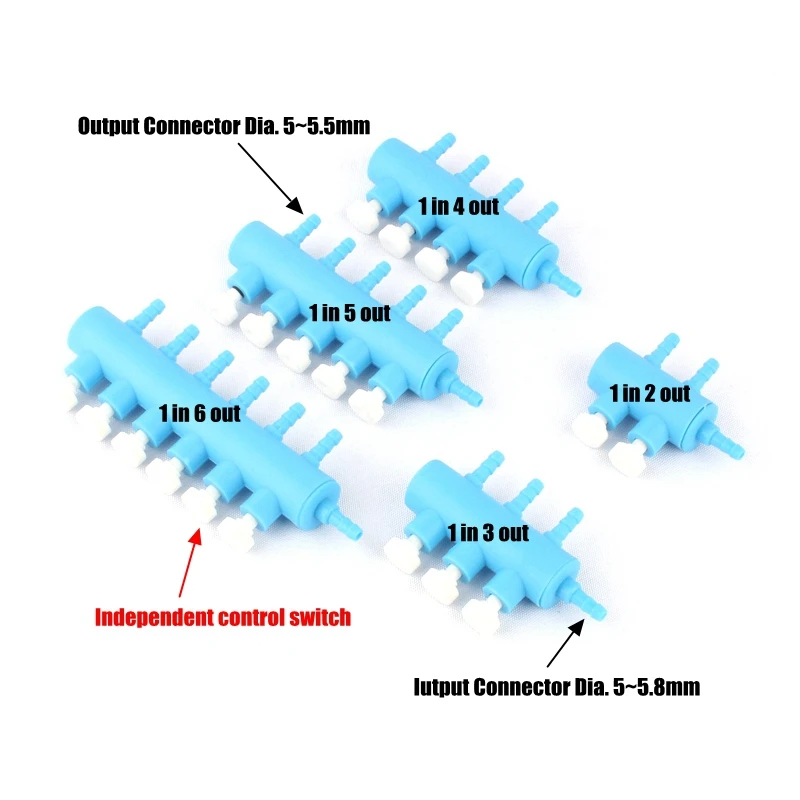 2~ 6 головок воздушный насос шланг сплиттеры пластиковые садовые водяные трубки соединители аквариумный аквариум кислородный регулятор объема части клапана