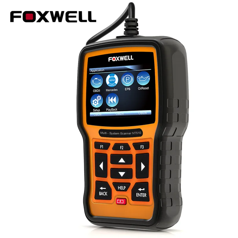 FOXWELL NT510 полная система OBD2 сканер ABS SRS подушка безопасности EPB масляный Сервис Сброс OBD ODB2 автомобильный диагностический инструмент Автомобильный сканер