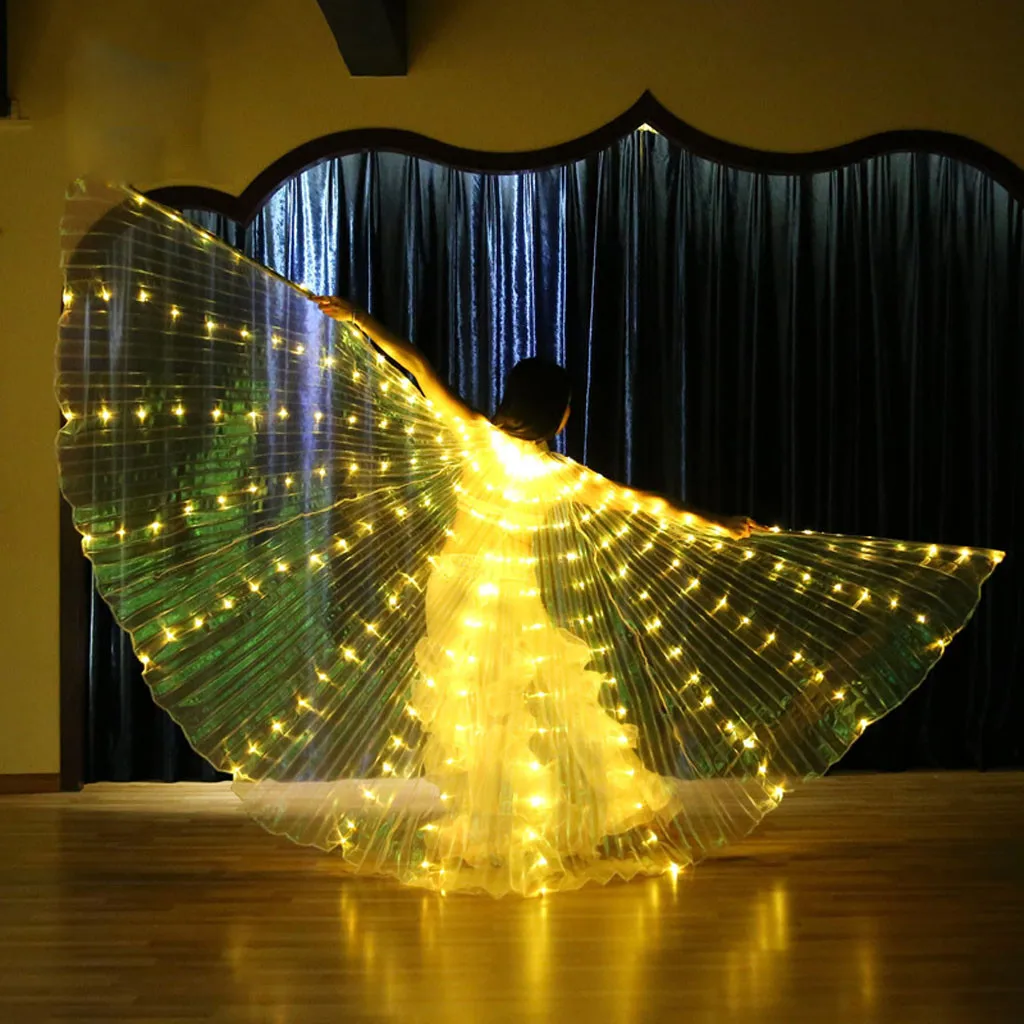Stage Performance Props Women Dance Accessory DJ LED Dance Wings Light Up Wing Costume LED Dance Wings Rainbow Colors With Stick